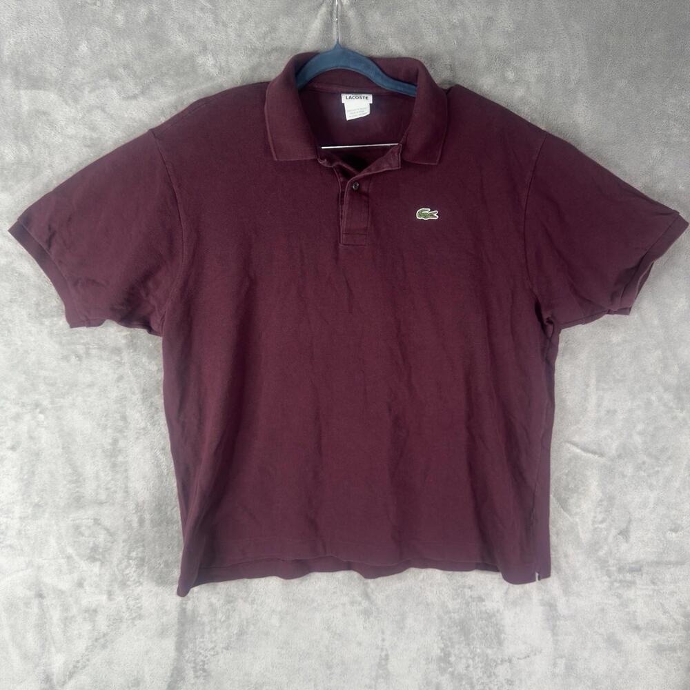 Lacoste Classic Fit Polo Mens L 8 Burgundy‎ Crocodile Logo Casual Maroon